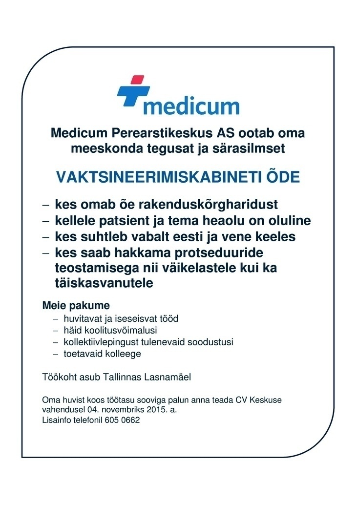 Medicum AS Vaktsineerimiskabineti ÕDE