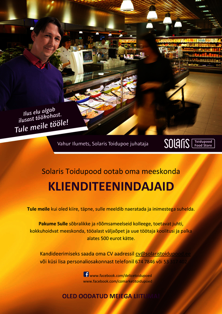 Abc Supermarkets AS KLIENDITEENINDAJA Solaris Toidupoodi