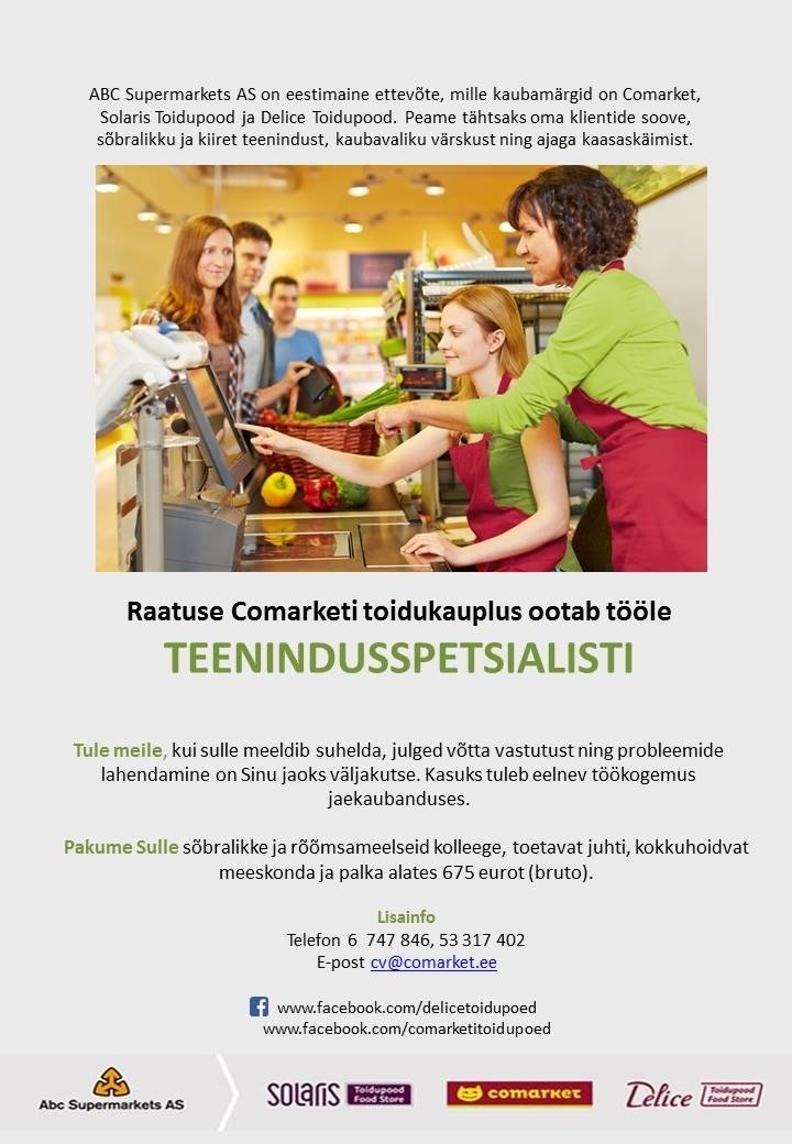 Abc Supermarkets AS TEENINDUSSPETSIALIST Raatuse Comarketisse
