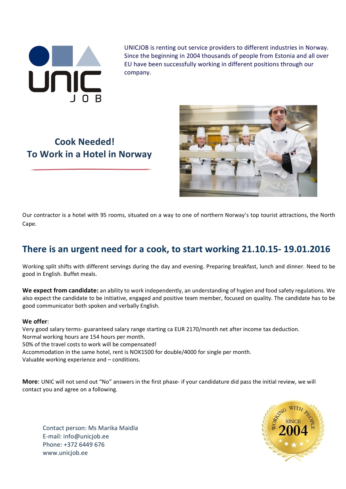 Unic Management OÜ Cook