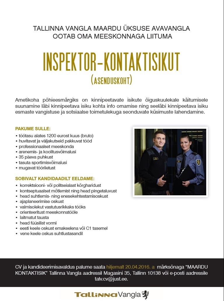 Tallinna Vangla Maardu avavangla inspektor-kontaktisik