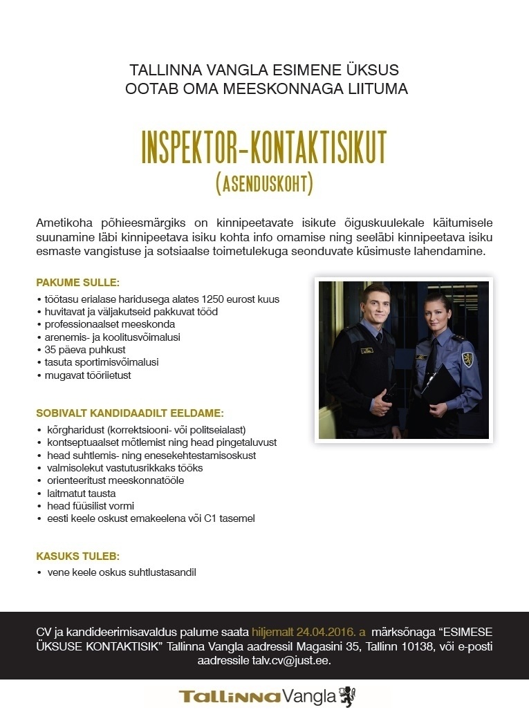 Tallinna Vangla Esimese üksuse inspektor-kontaktisik
