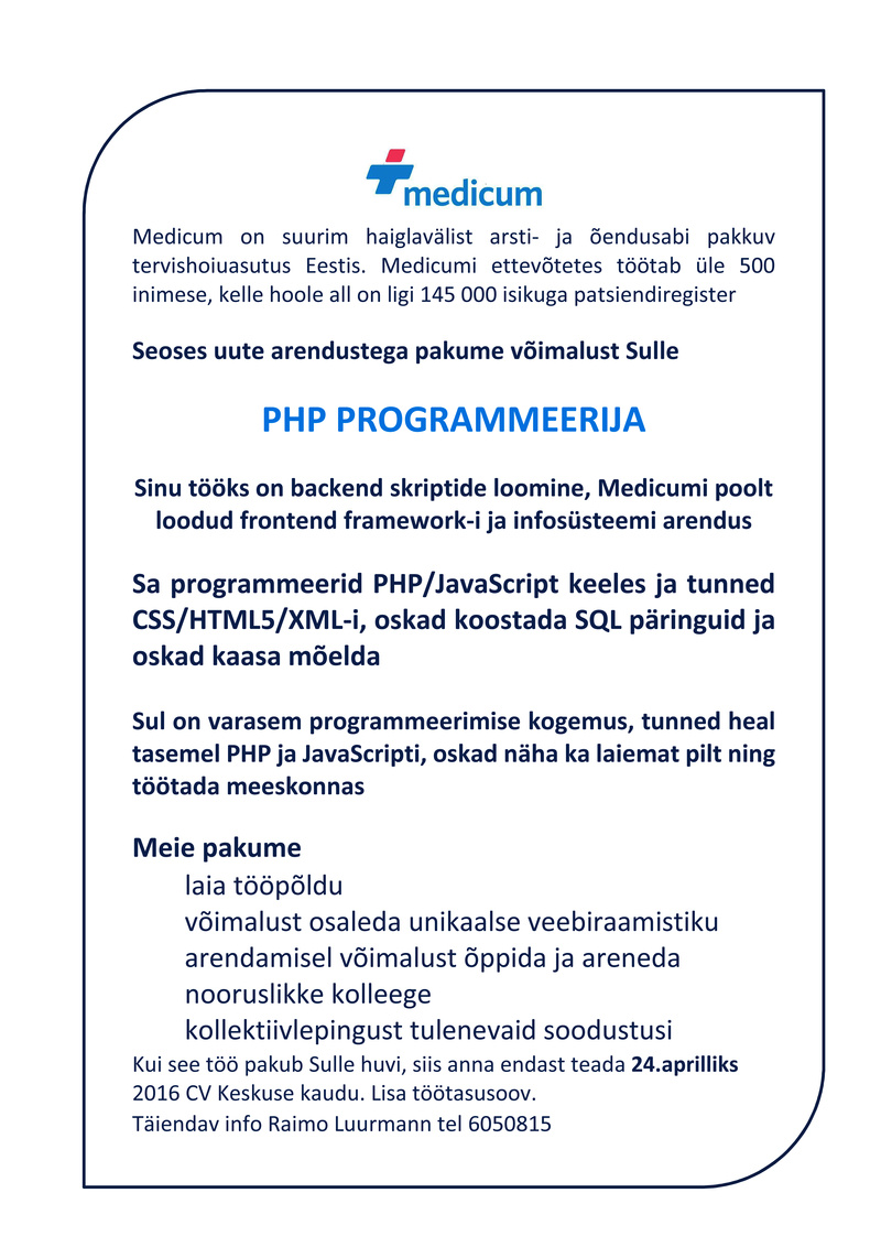Medicum AS PHP programmeerija