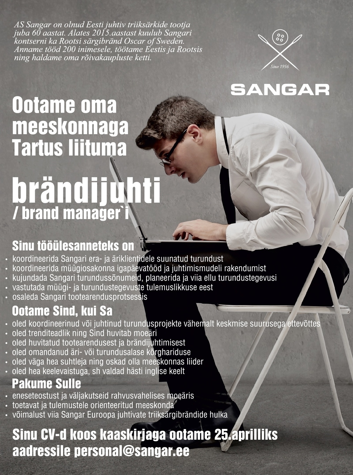 Sangar AS Brändijuht/Brand Manager