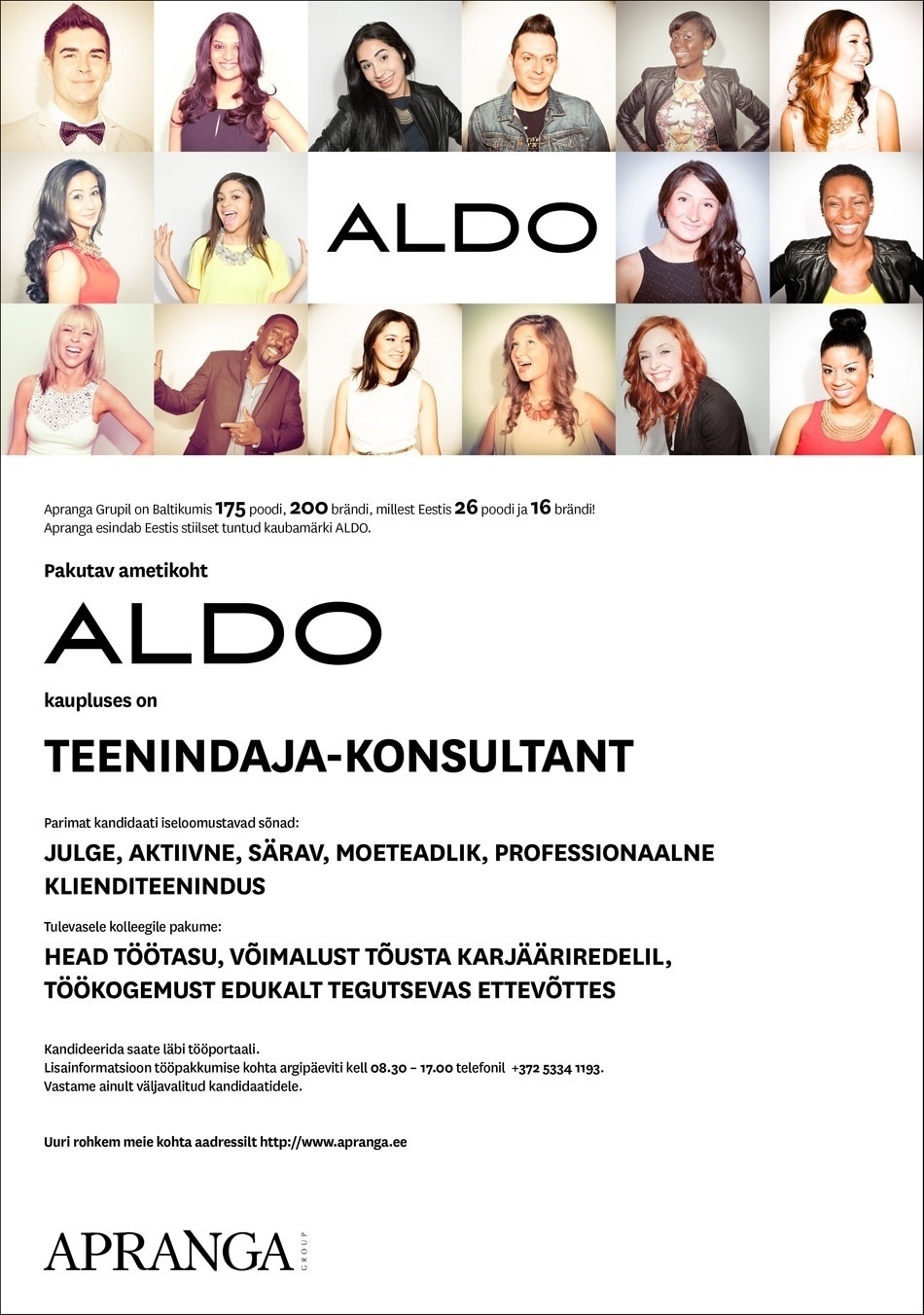 Apranga Estonia OÜ ALDO särav klienditeenindaja