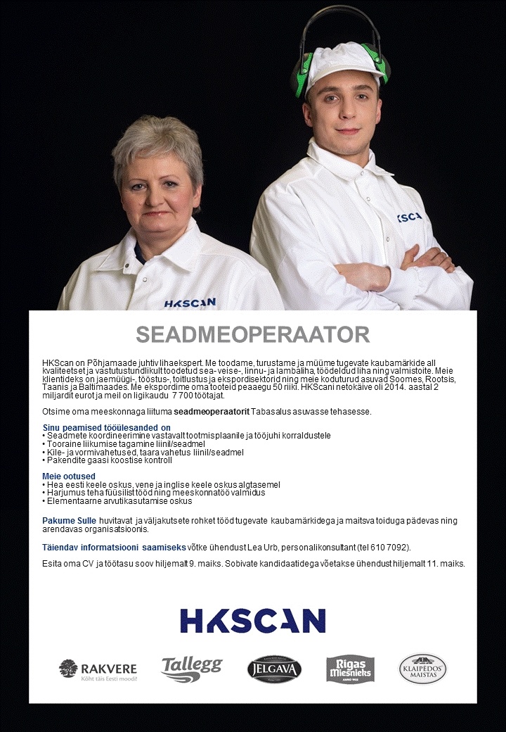 HKScan Estonia AS Seadmeoperaator