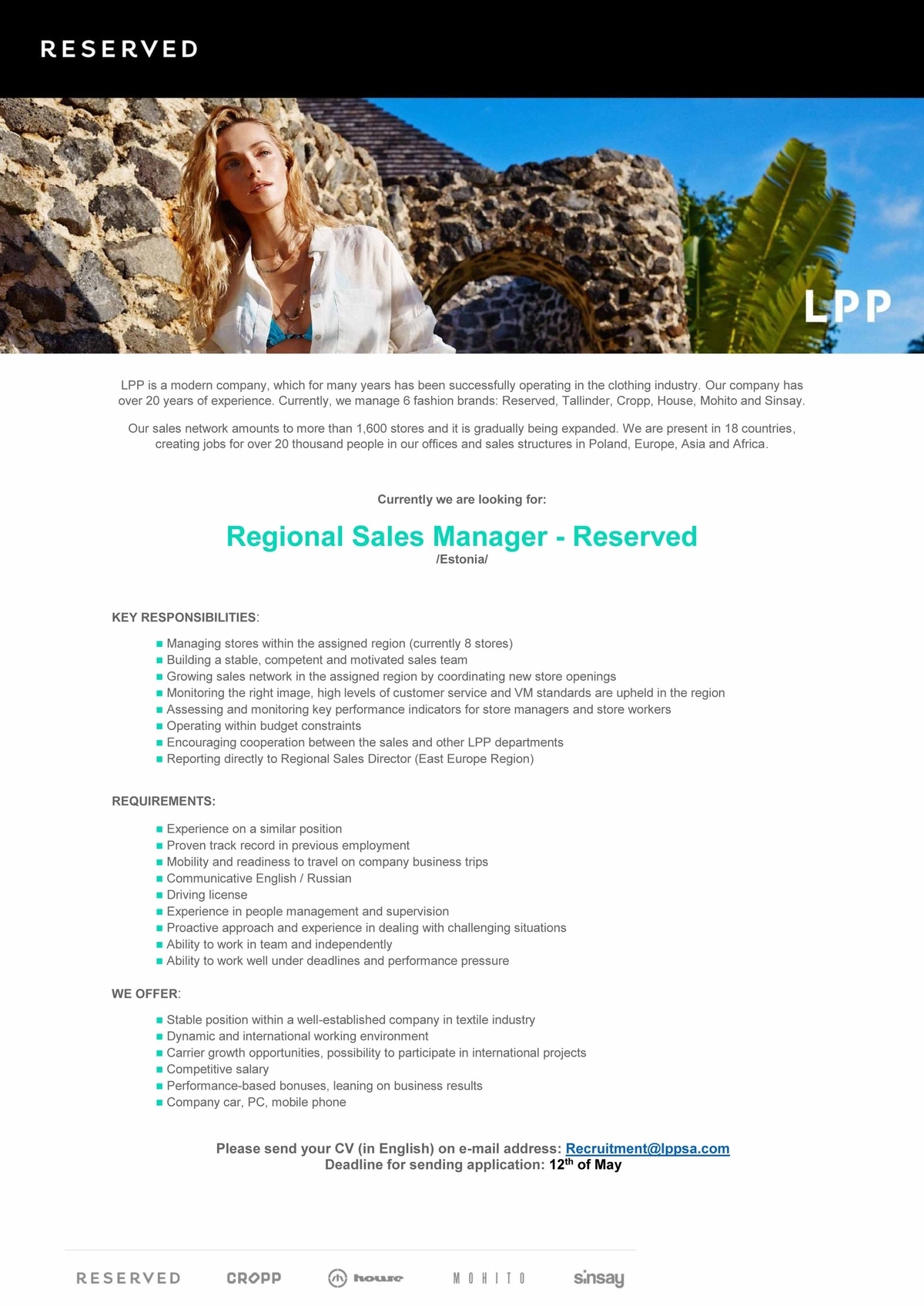 LPP Estonia OÜ Regional Sales Manager - Reserved