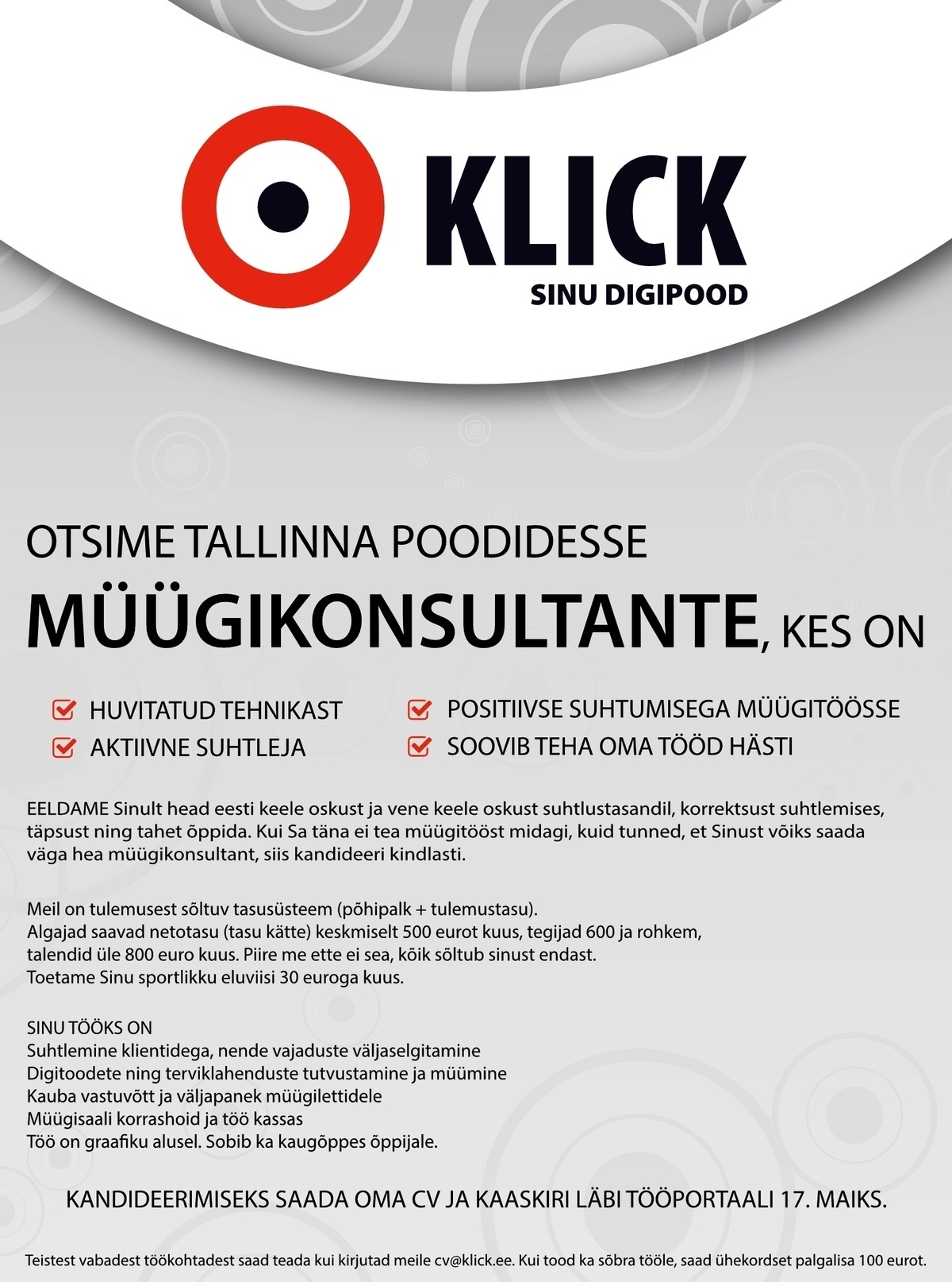 Klick Eesti AS Müügikonsultant