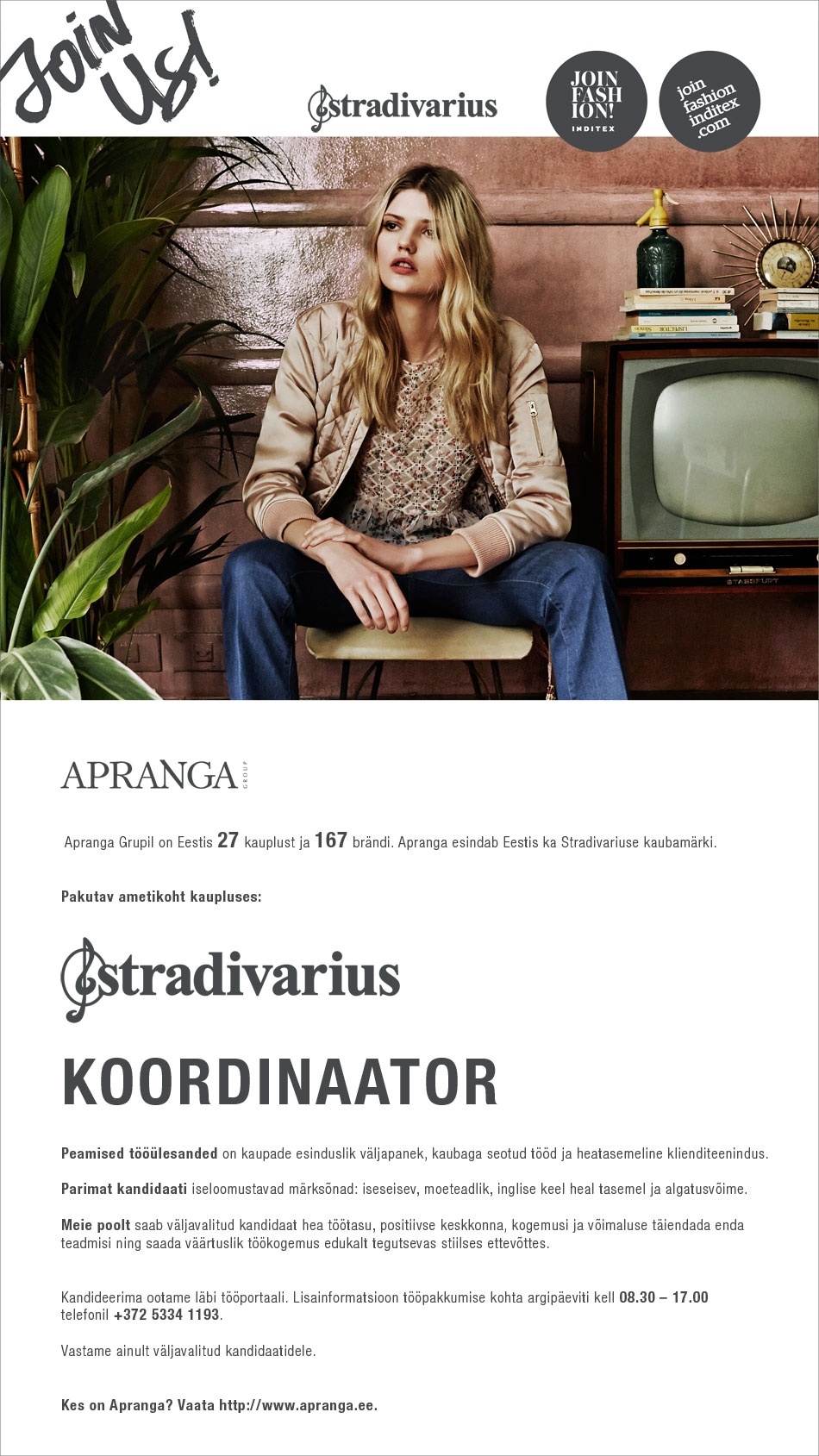 Apranga Estonia OÜ Stradivariuse koordinaator