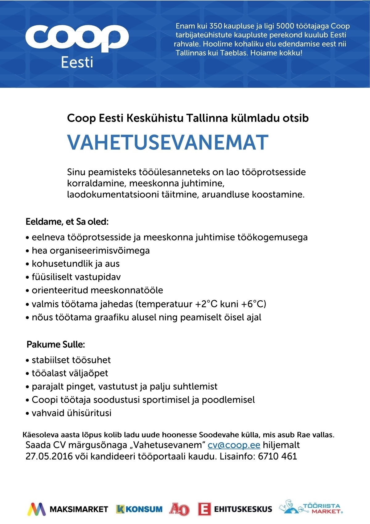 Coop Eesti Keskühistu Vahetusevanem