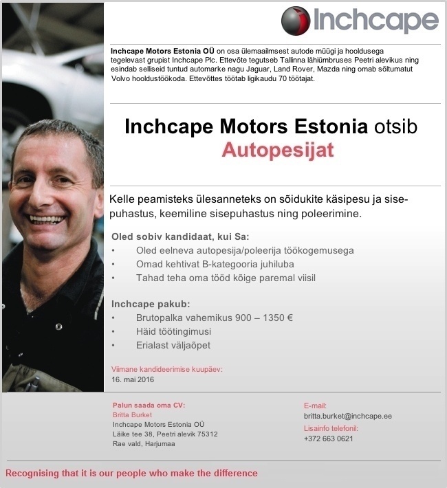 Inchcape Motors Estonia OÜ Autopesija