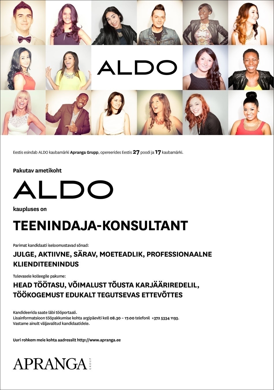 Apranga Estonia OÜ ALDO klienditeenindaja