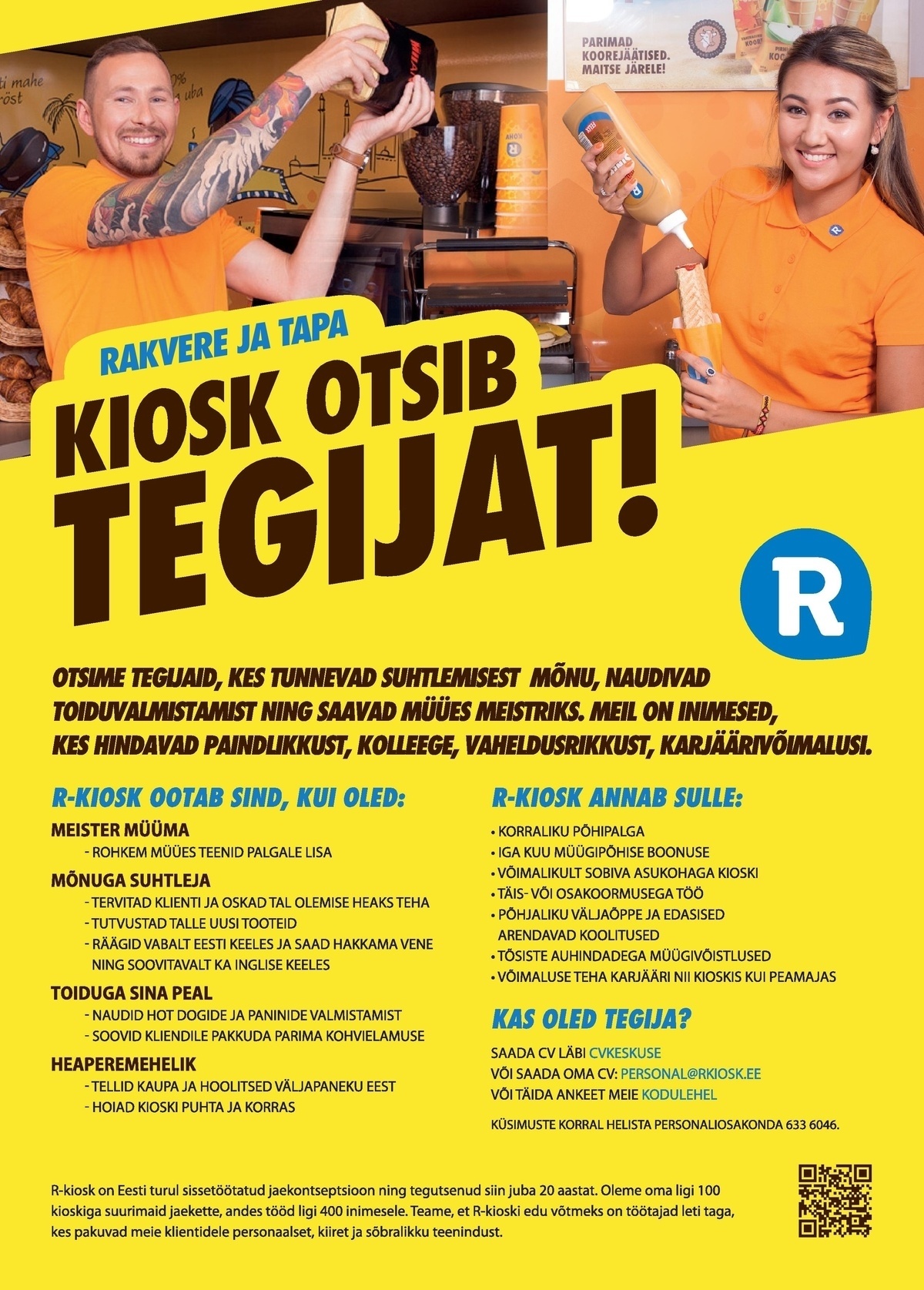 AS R-Kiosk Estonia Klienditeenindajaid Rakvere ja Tapa R-kioskisse