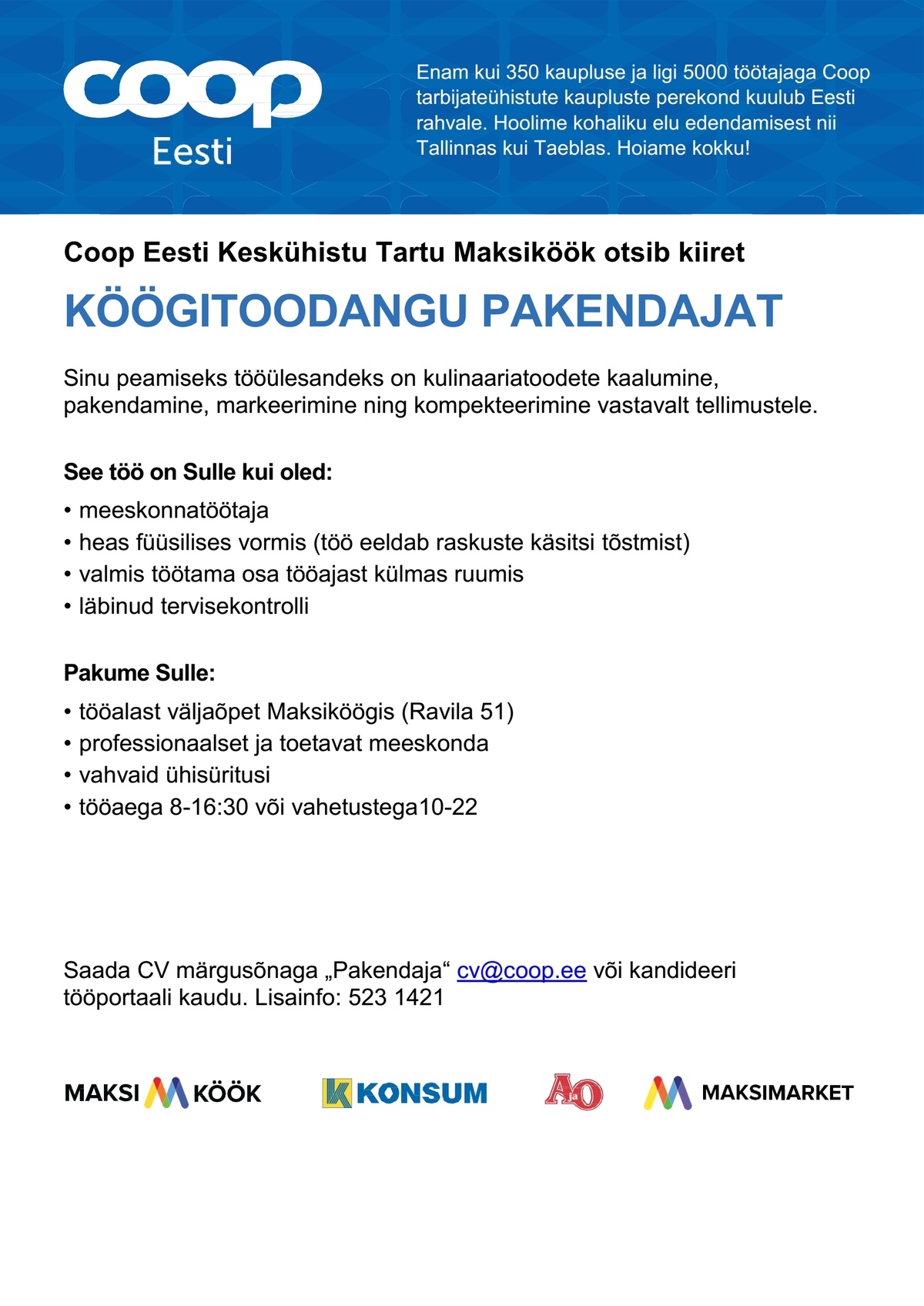 Coop Eesti Keskühistu Pakendaja (Maksiköök)