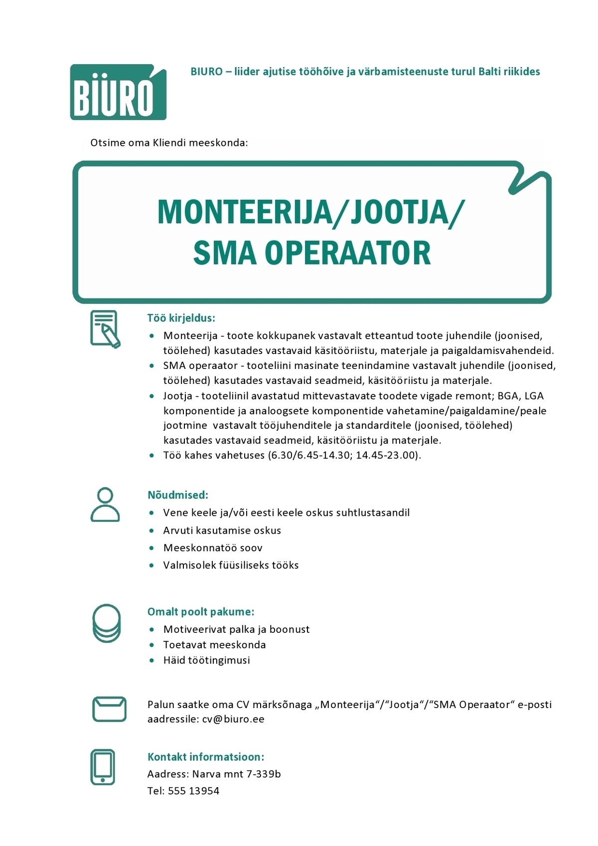 Biuro OÜ Monteerija/Jootja/SMA Operaator