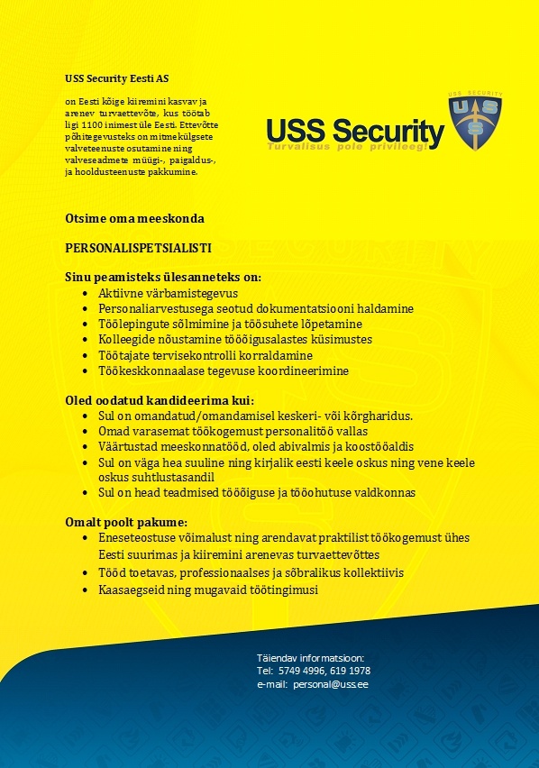 USS SECURITY EESTI AS PERSONALISPETSIALIST