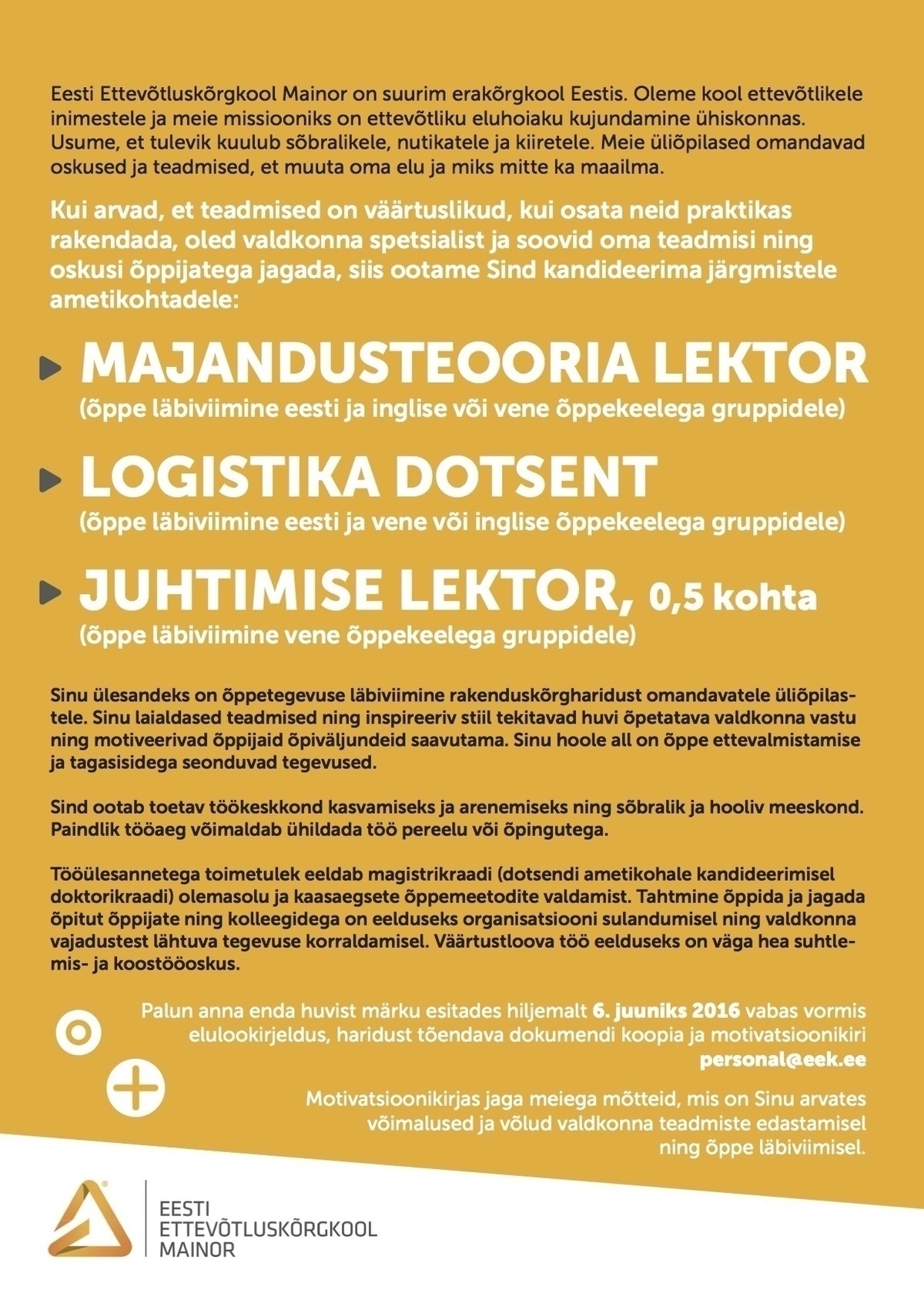 Eesti Ettevõtluskõrgkool Mainor Lektor