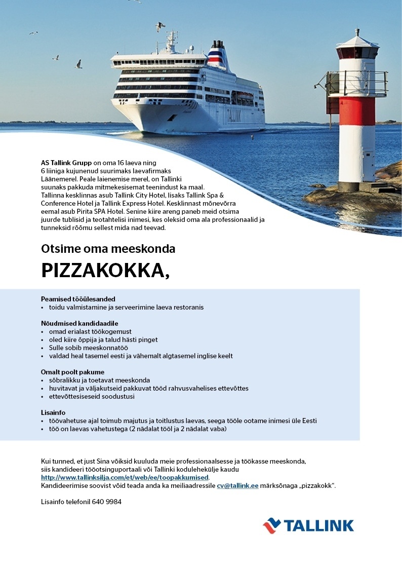 Tallink Grupp AS Pizzakokk (laeval)