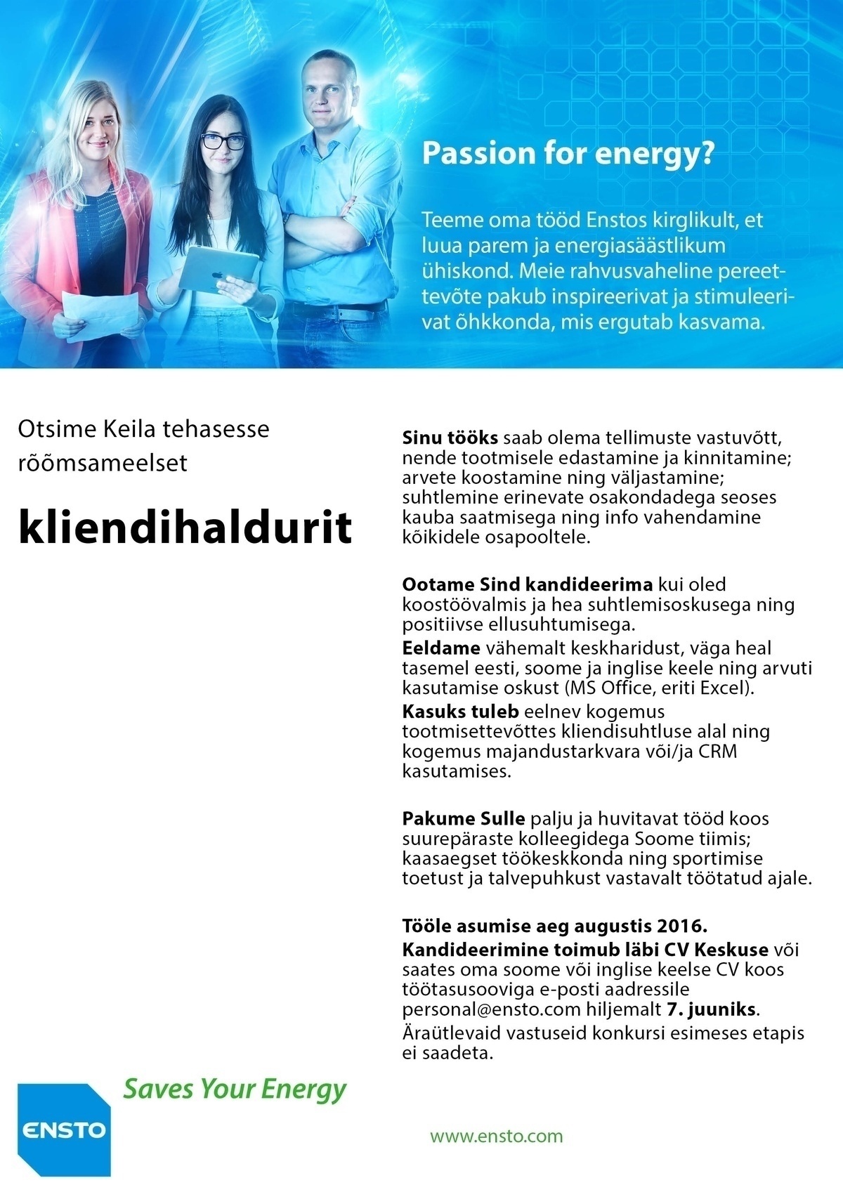 Ensto Ensek AS Soome keelt valdav kliendihaldur