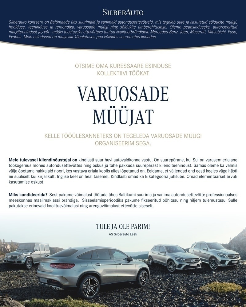 Silberauto Eesti AS Autovaruosade müüja 