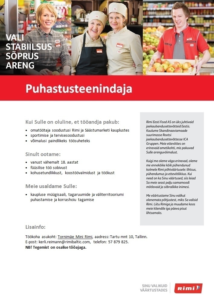 Rimi Eesti Food AS Puhastusteenindaja - Tornimäe Mini Rimi