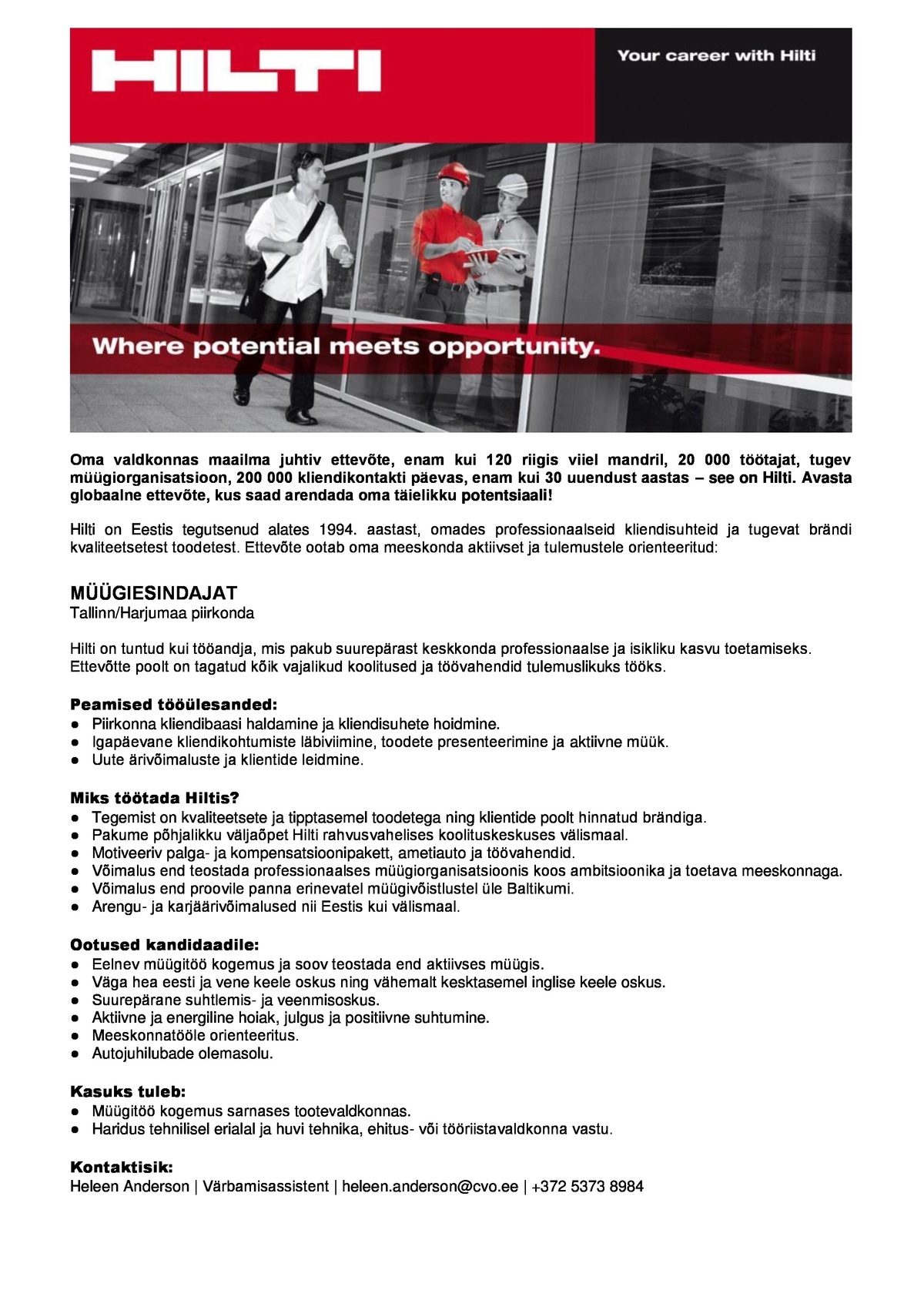 Recruitment Estonia OÜ Müügiesindaja