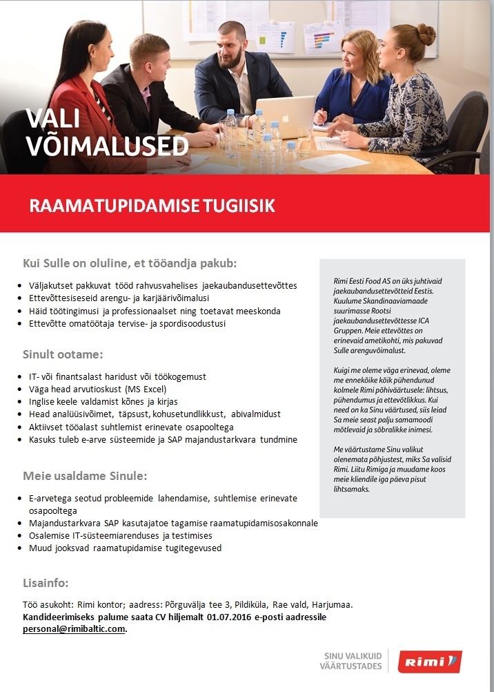 Rimi Eesti Food AS Raamatupidamise tugiisik - Rimi kontor, Põrguvälja tee 3, Pildiküla, Rae vald, Harjumaa