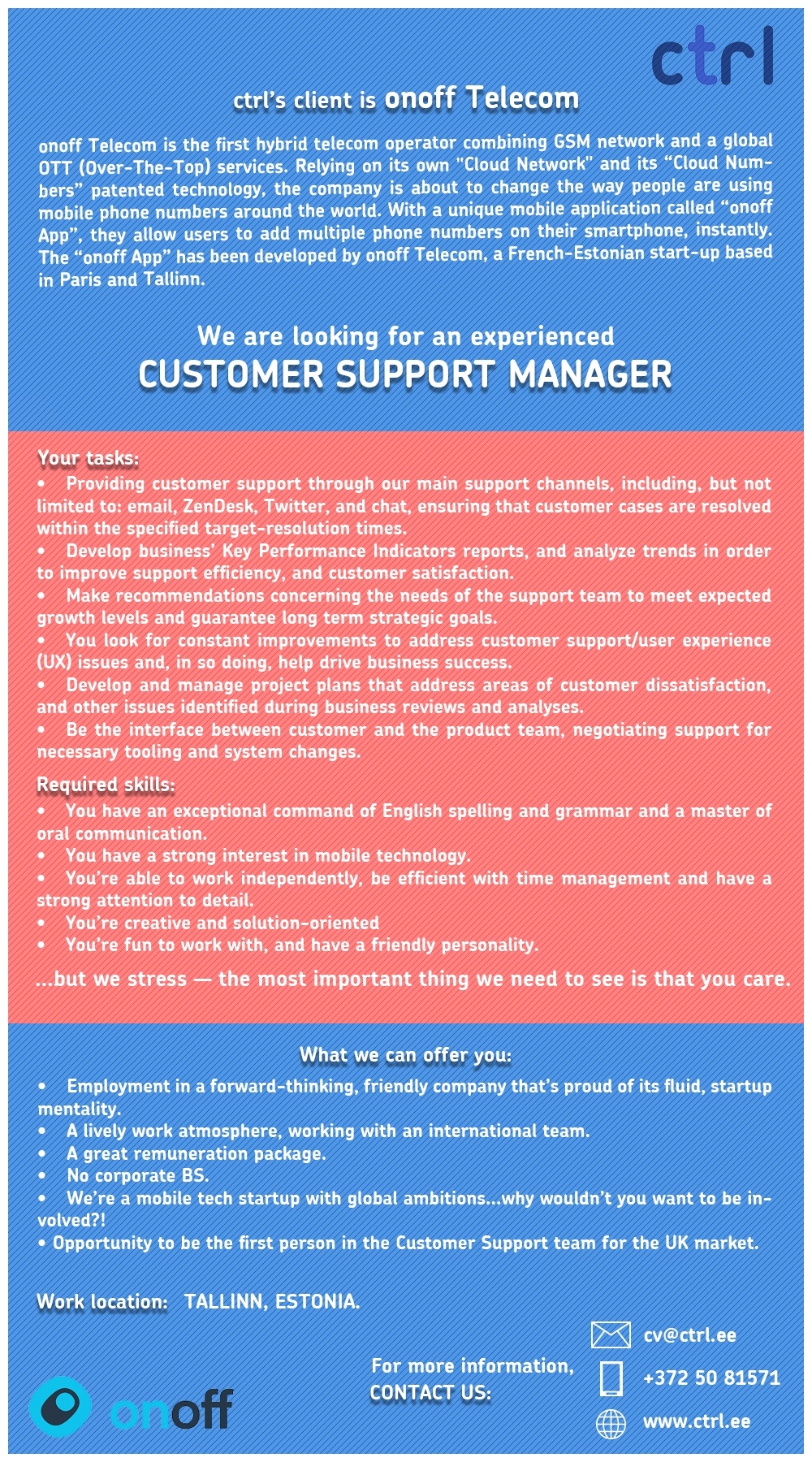 HR Power OÜ Customer Support Manager