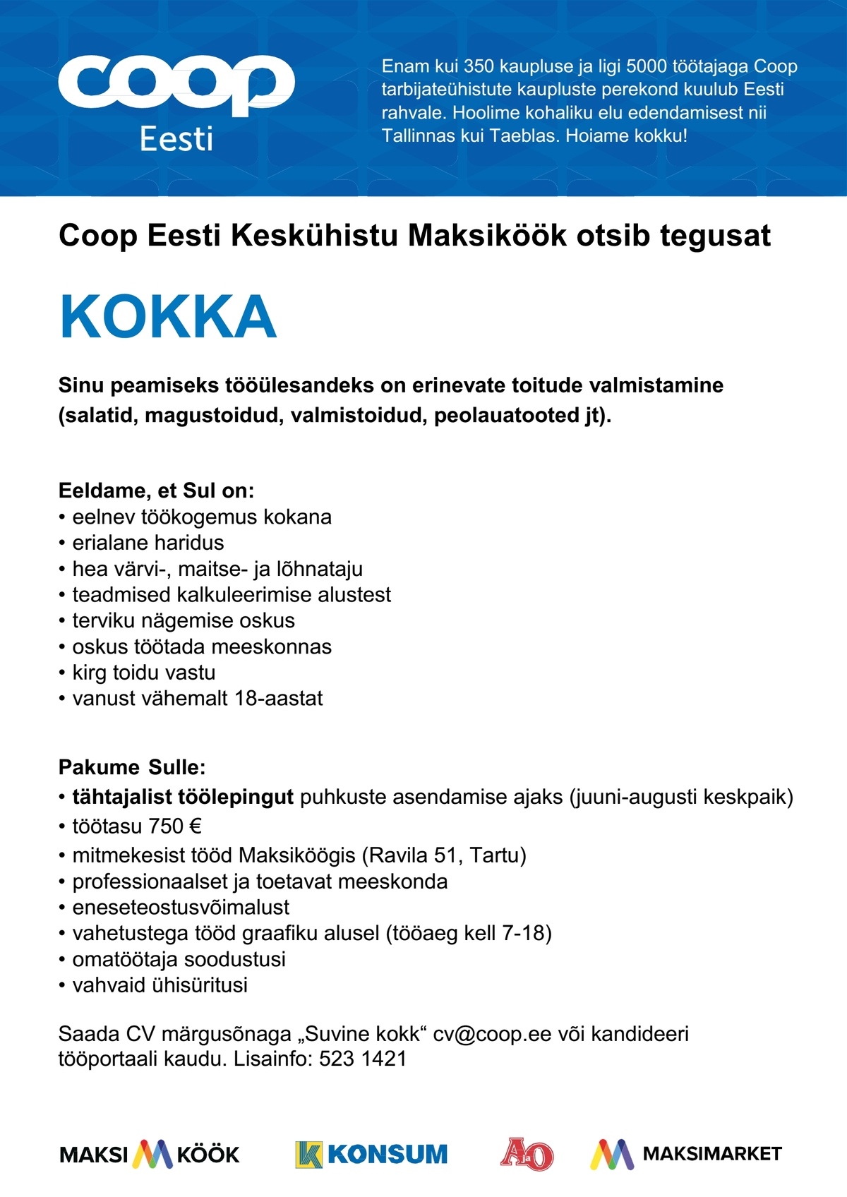 Coop Eesti Keskühistu Kokk (Maksiköök)