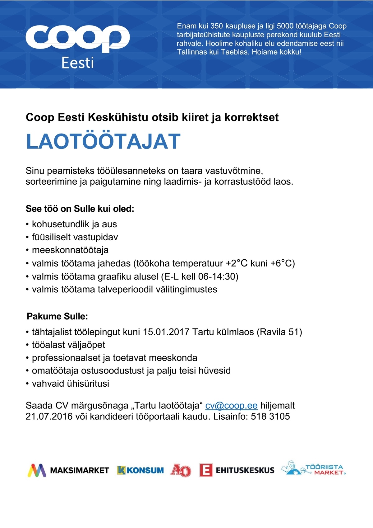 Coop Eesti Keskühistu Laotöötaja (Tartu külmladu)