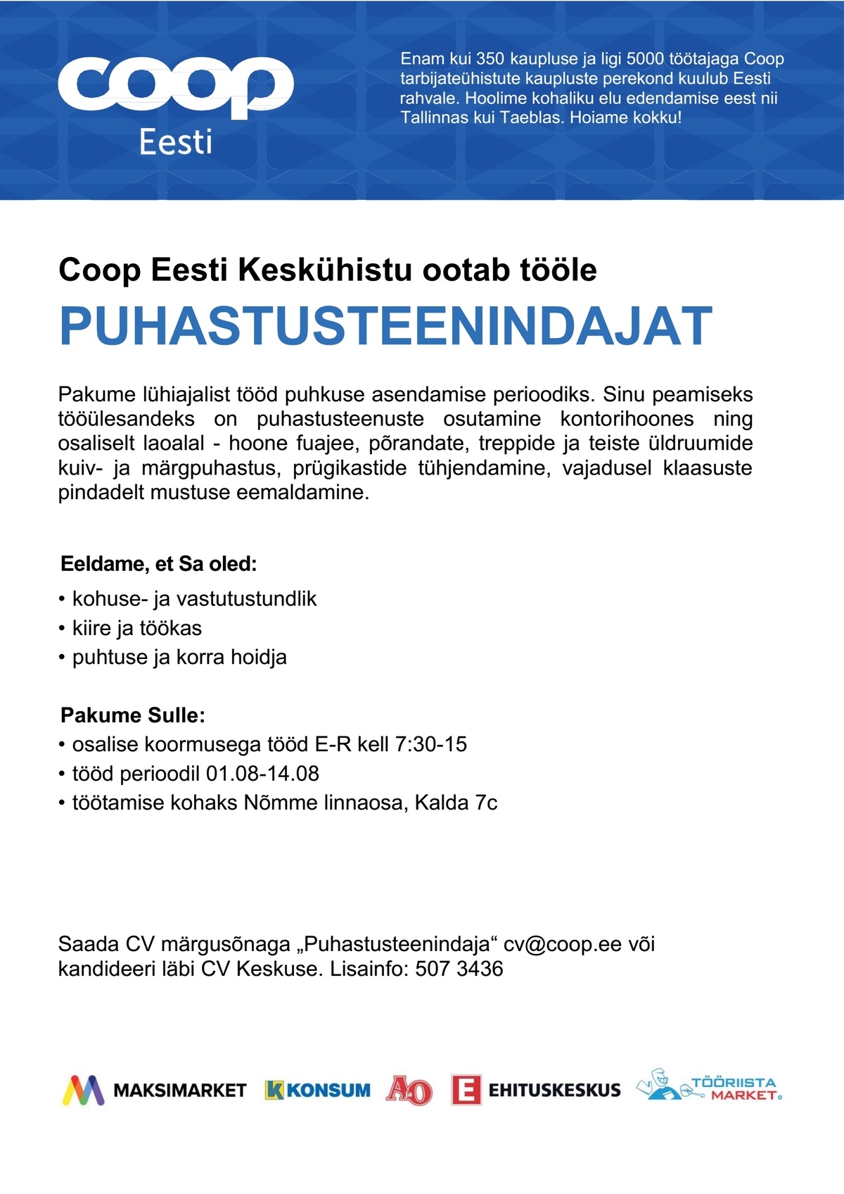 Coop Eesti Keskühistu Puhastusteenindaja