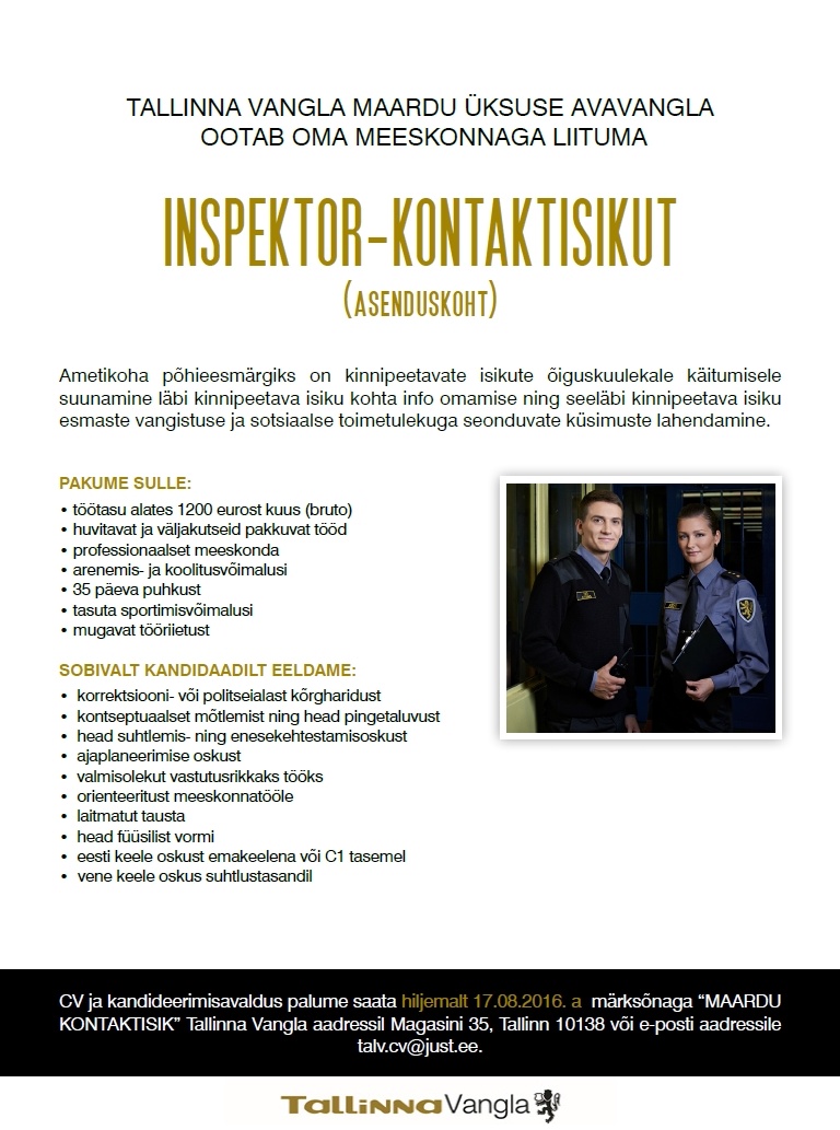 Tallinna Vangla Inspektor-kontaktisik (asenduskoht)