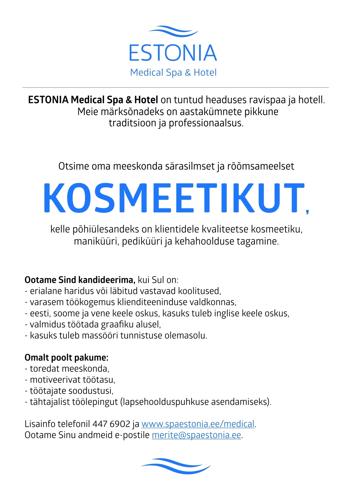 Estonia Spa Hotels AS Kosmeetik