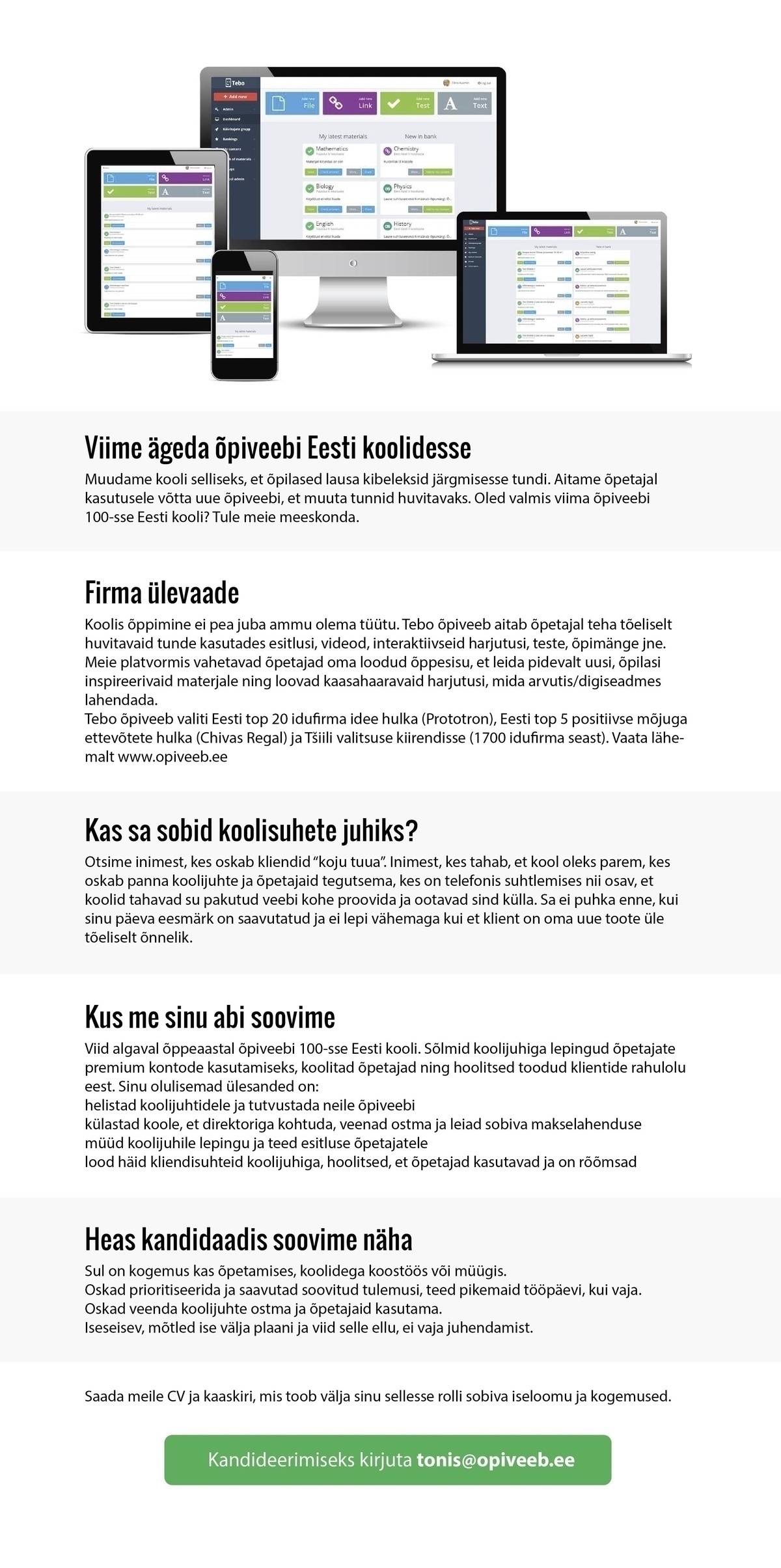 Tebo - Eesti startup Koolisuhete juht