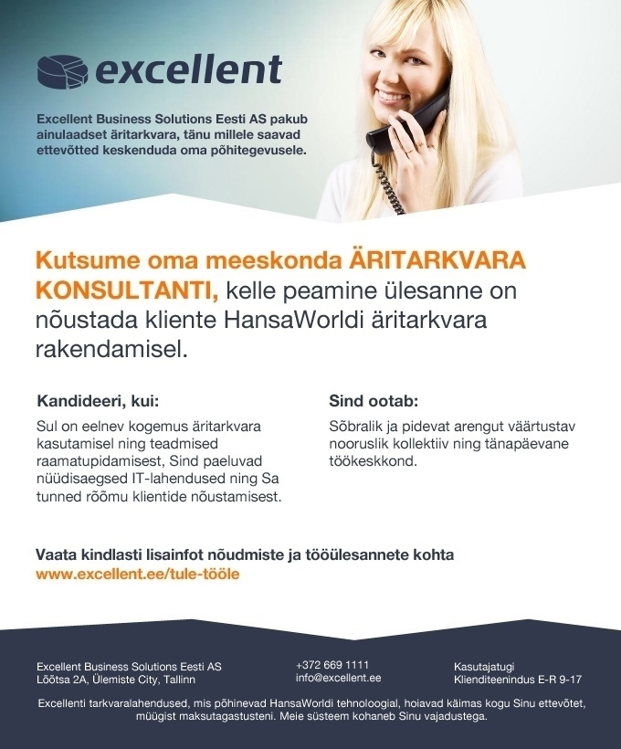 Excellent Business Solutions Eesti AS Äritarkvara konsultant