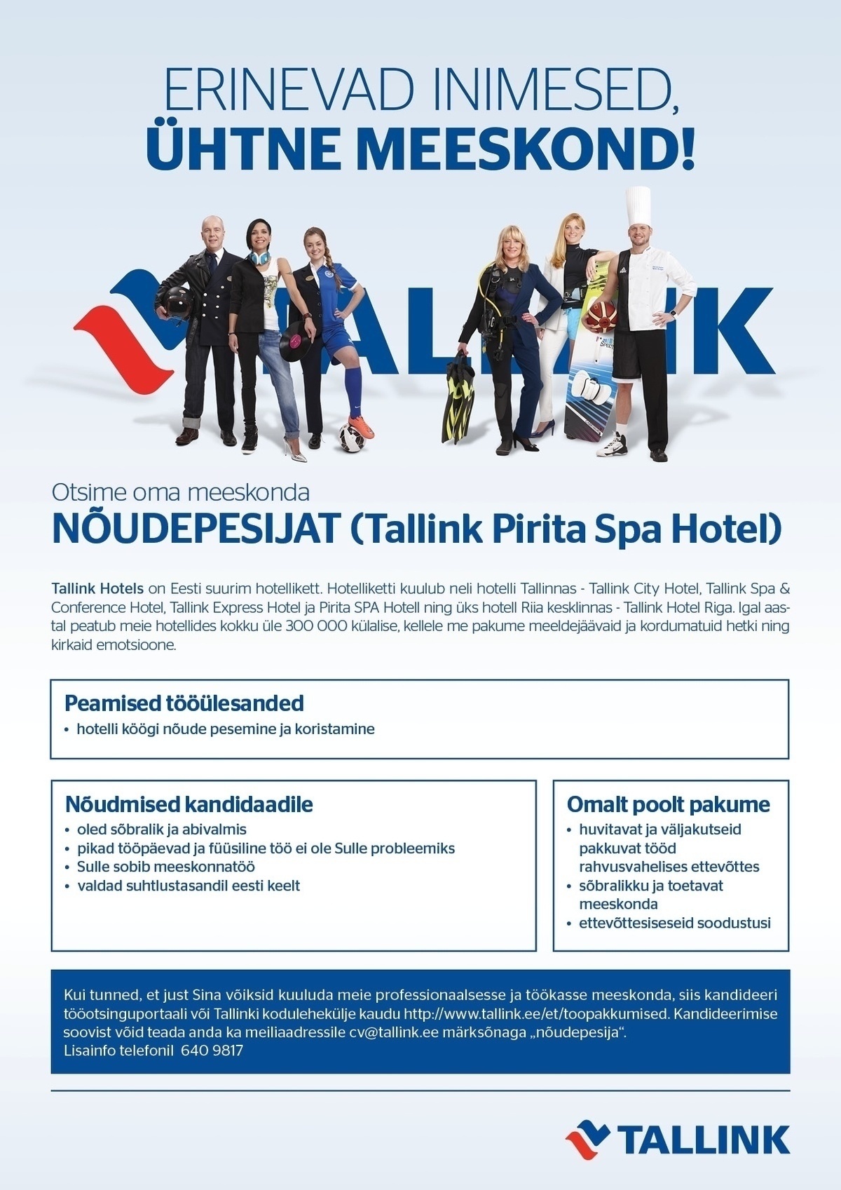 Tallink Grupp AS Nõudepesija (Pirita Spa Hotel)