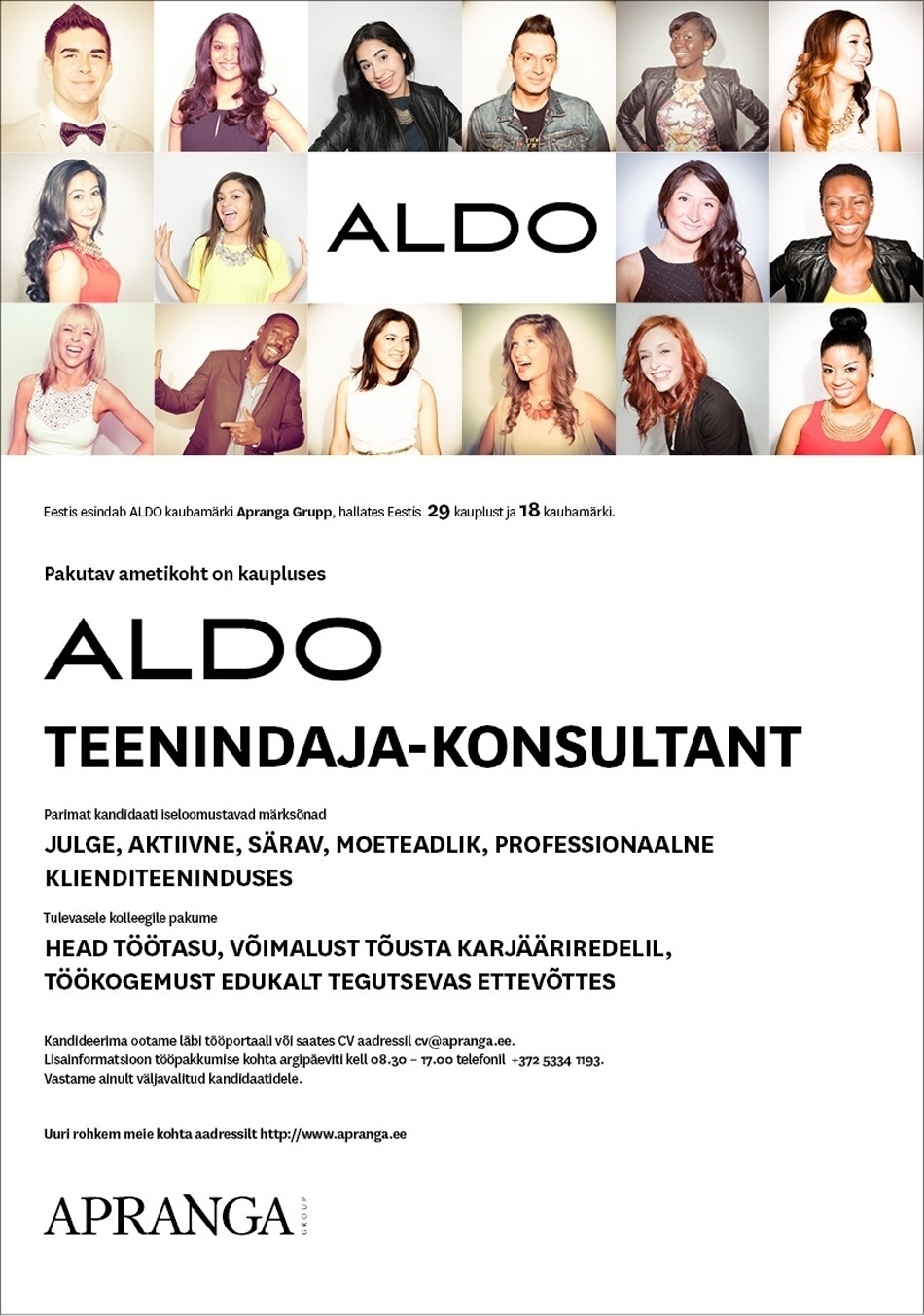 Apranga Estonia OÜ ALDO müügikonsultant