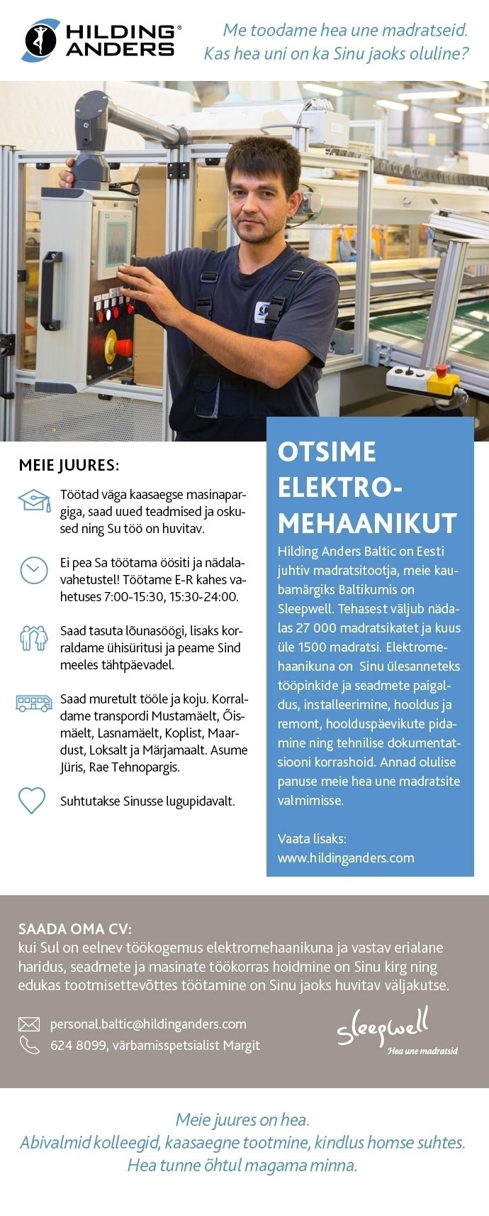 Hilding Anders Baltic AS Elektromehaanik