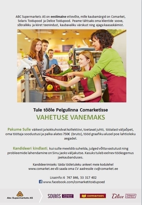 Abc Supermarkets AS VAHETUSE VANEM Pelgulinna Comarketis