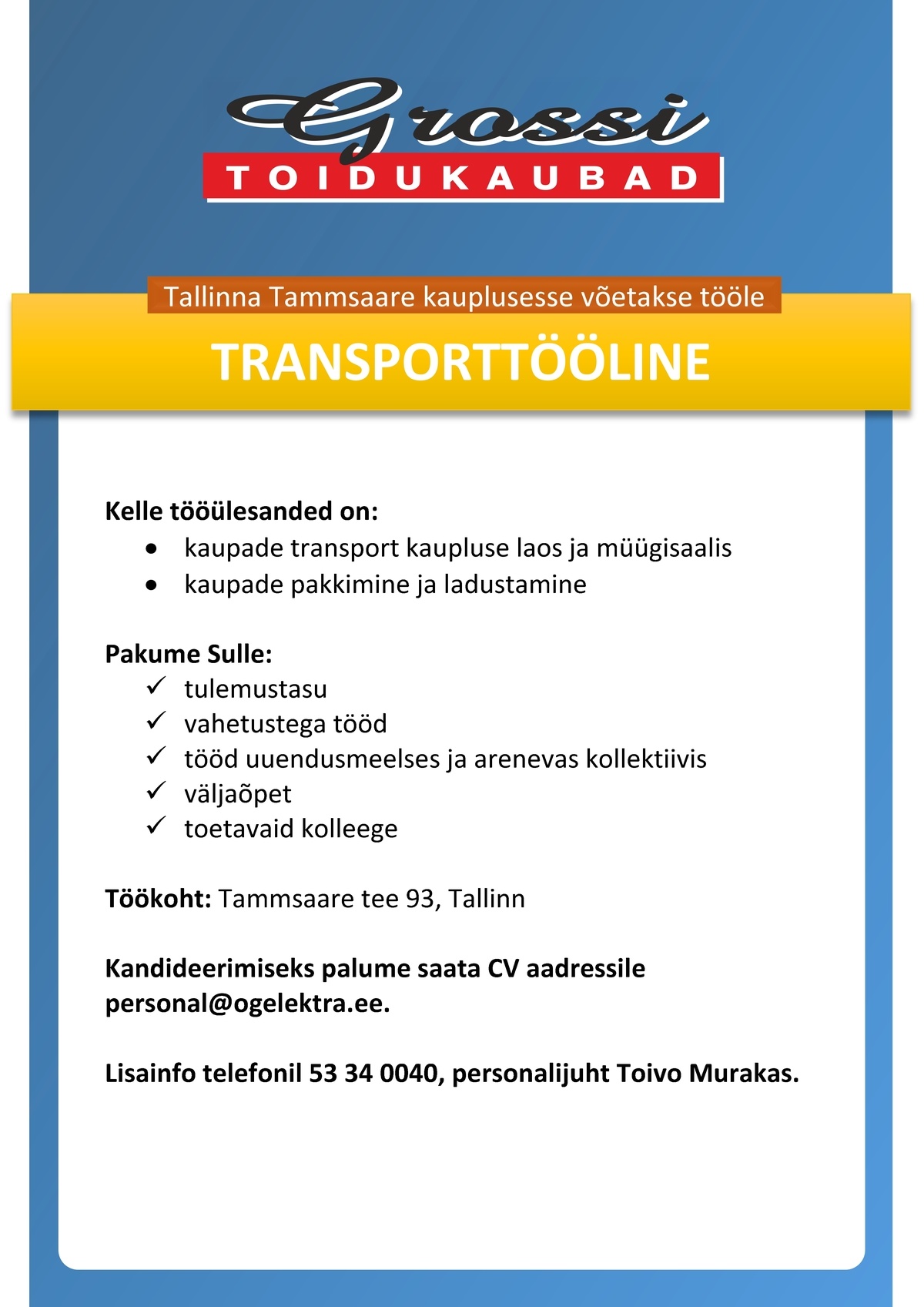 OG Elektra AS Transporttööline (Tammsaare)