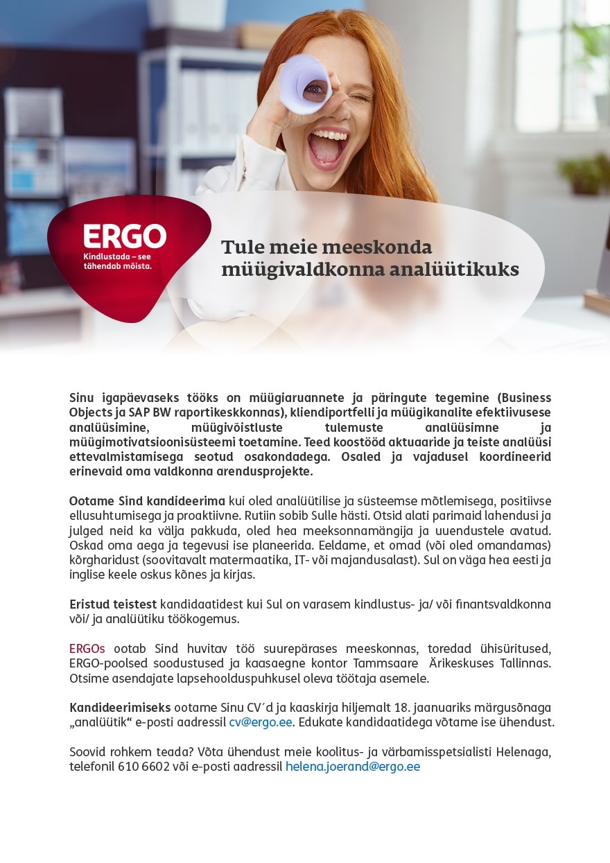 ERGO Insurance SE Müügivaldkonna analüütik