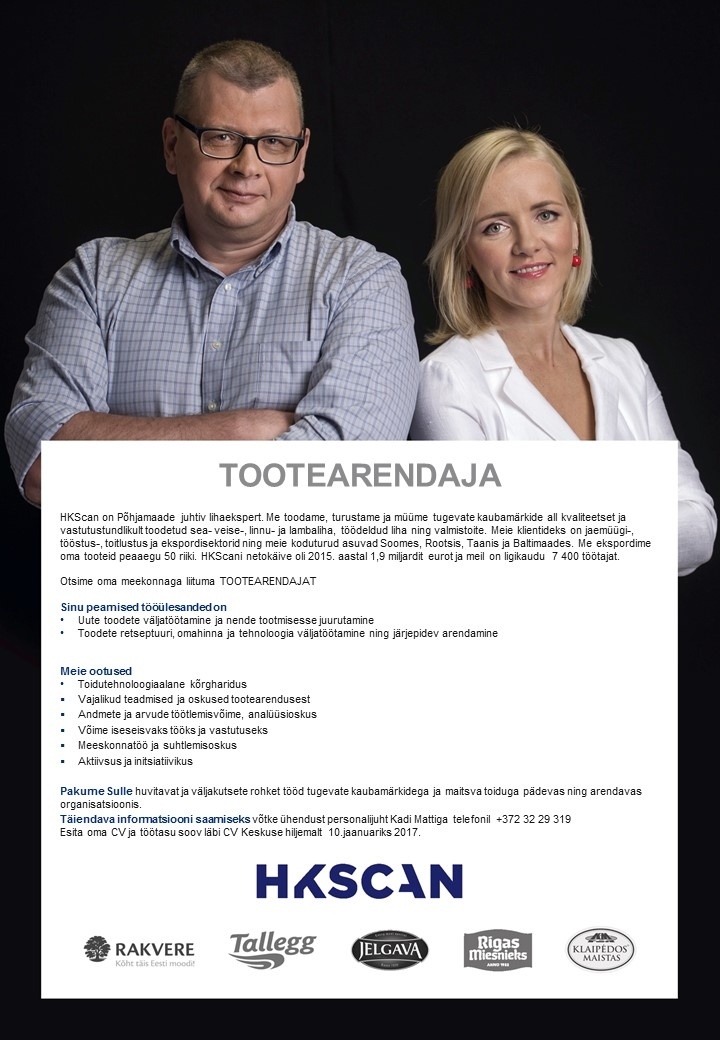 HKScan Estonia AS Tootearendaja