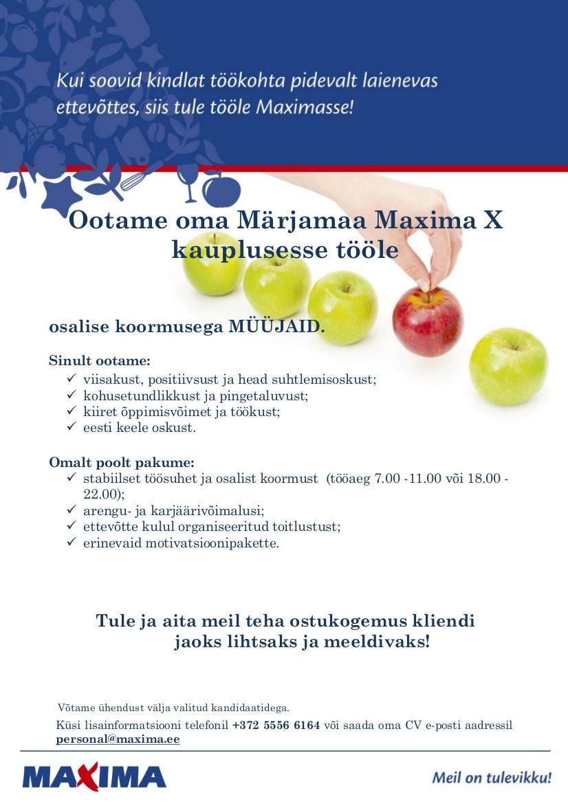 Maxima Eesti OÜ Müüja Märjamaa Maximas