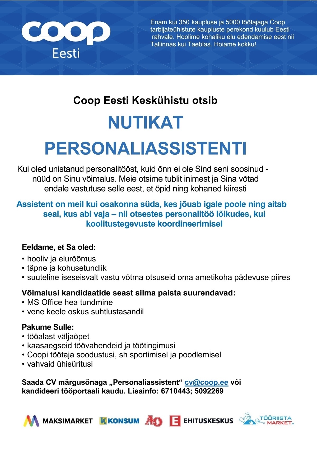 Coop Eesti Keskühistu Personaliassistent