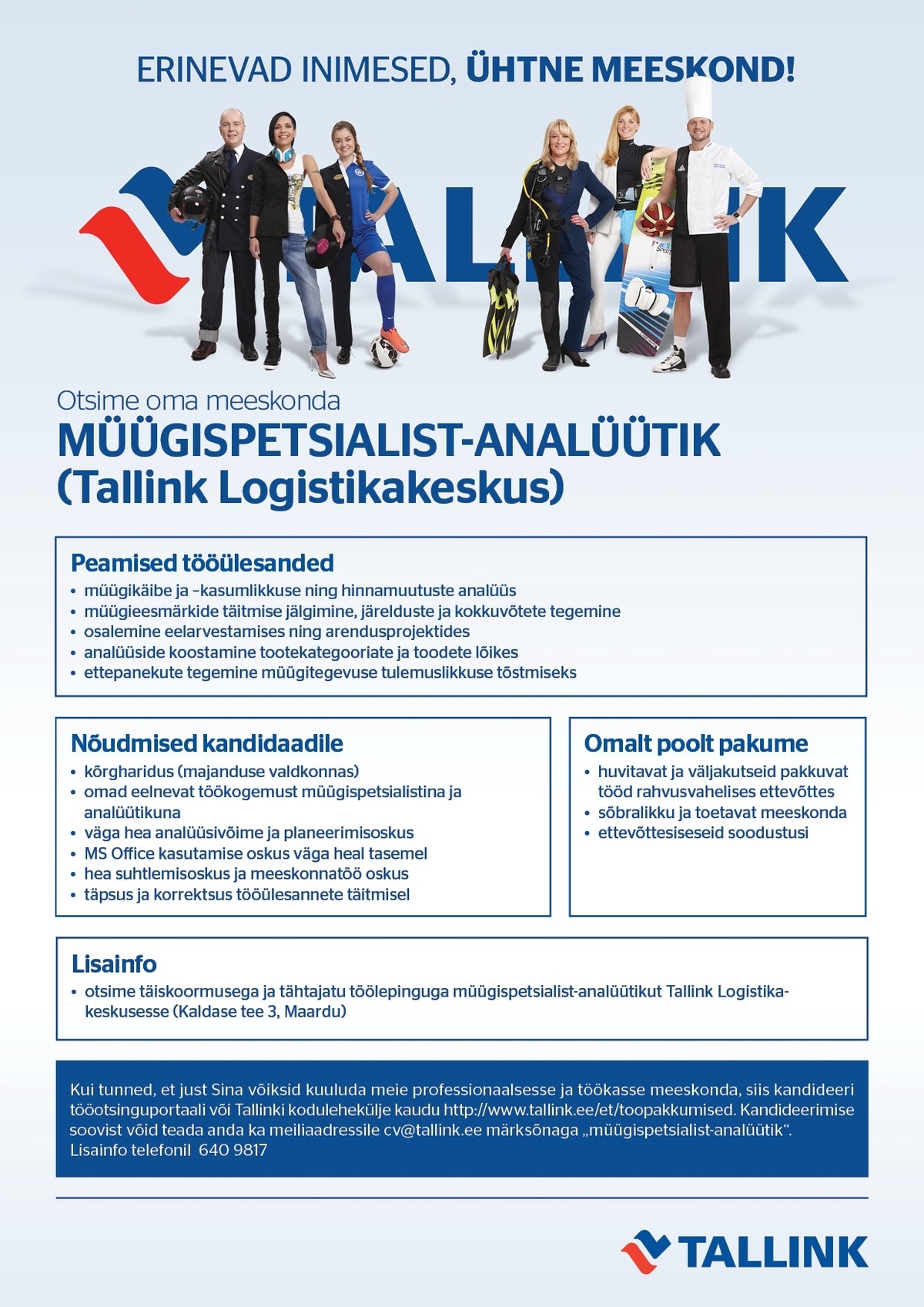 Tallink Grupp AS Müügispetsialist-analüütik (Tallink Logistikakeskus)