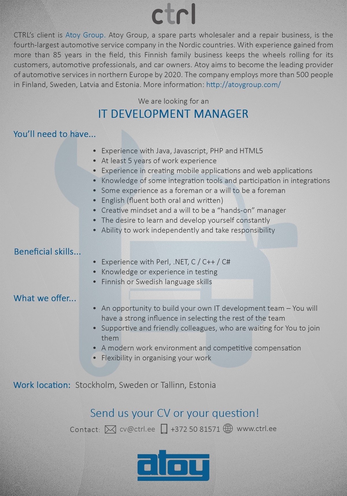 HR Power OÜ IT Development Manager