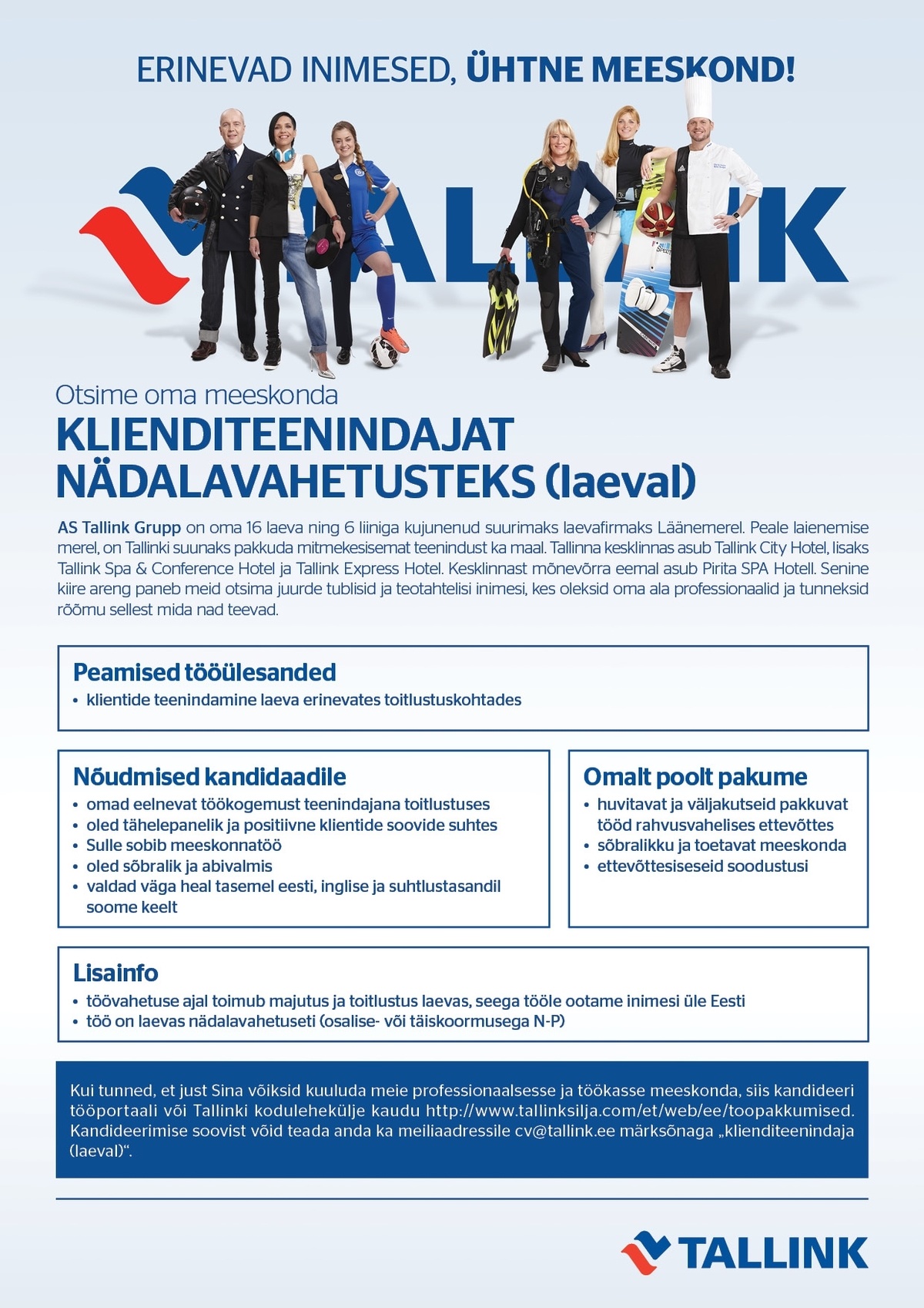 Tallink Grupp AS Klienditeenindaja nädalavahetusteks (laeval)