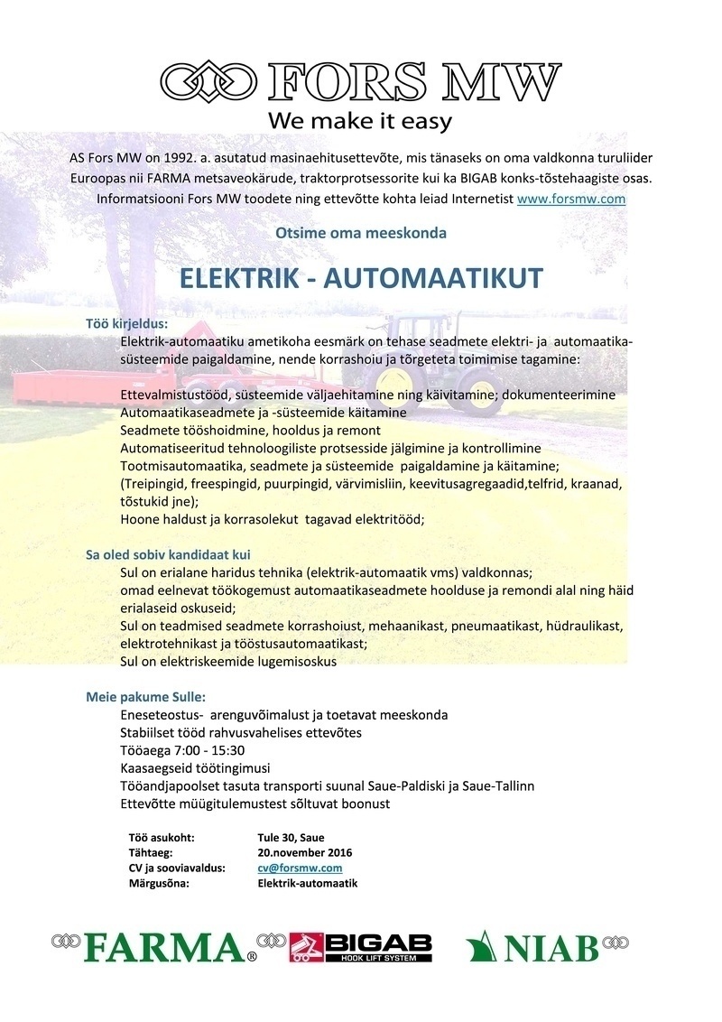 Fors MW AS Elektrik - automaatik