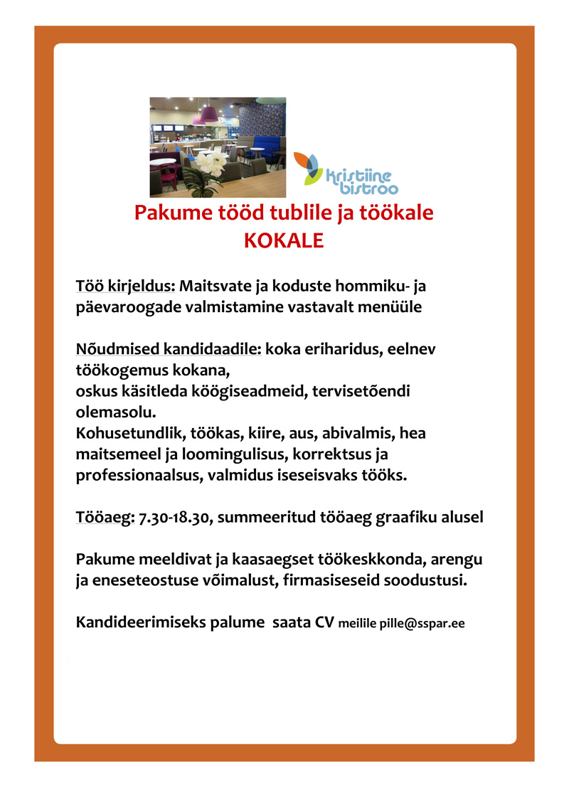Select Service Partner Eesti AS Kokk