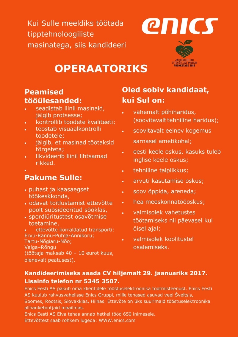 Enics Eesti AS Operaator